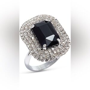 New OPEN EDIT crystal pave emerald stone ring